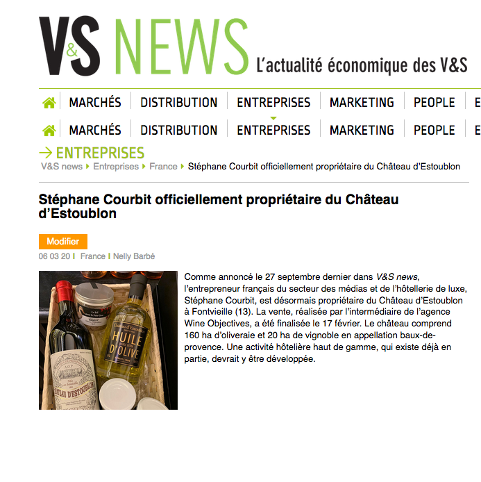 Stéphane Courbit propriétaire Château Estoublon