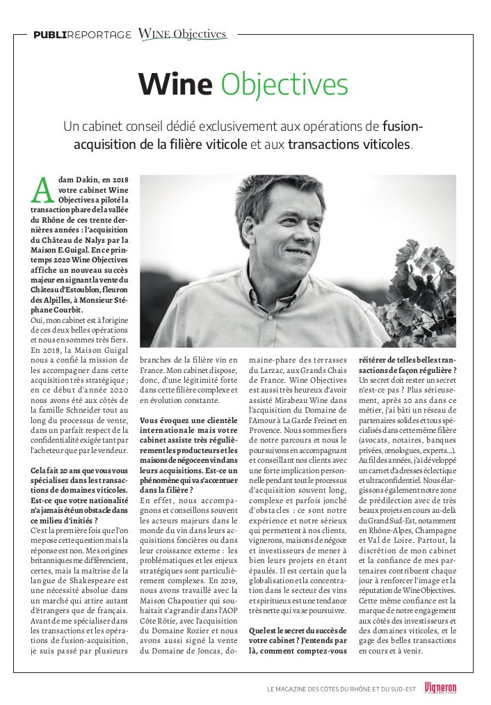 opérations fusion-acquisition filière transactions viticoles