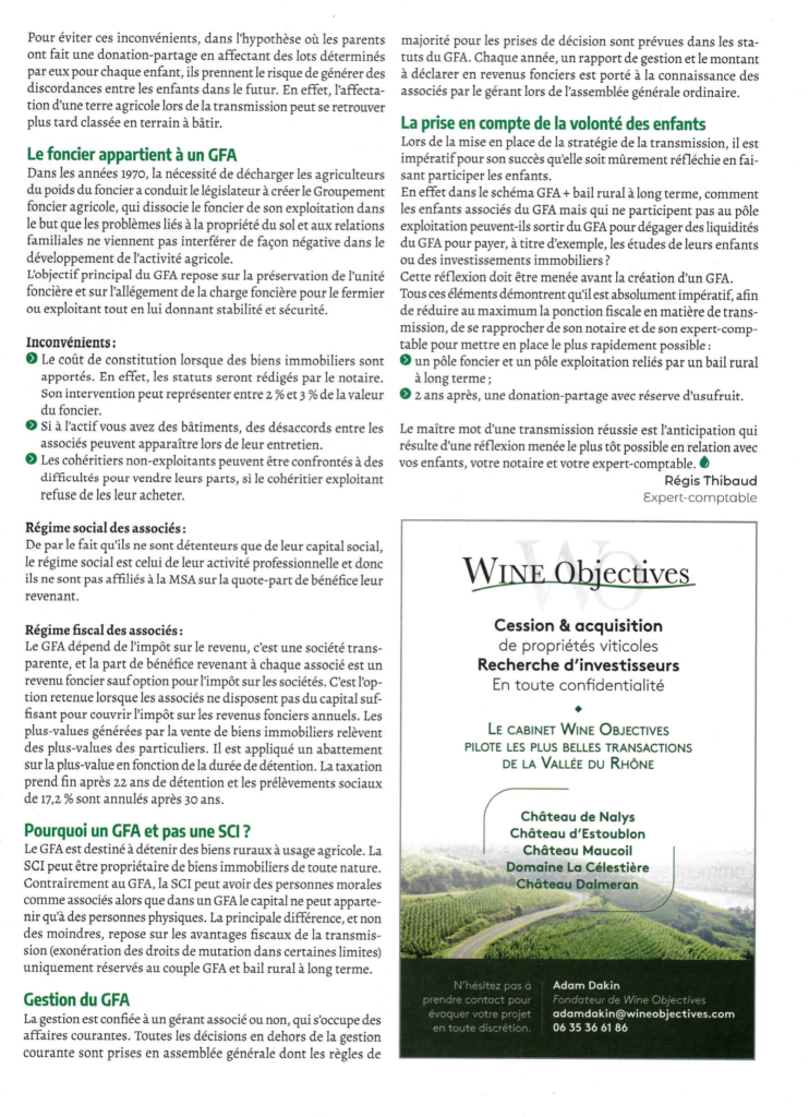 ponction fiscale de la transmission viticole