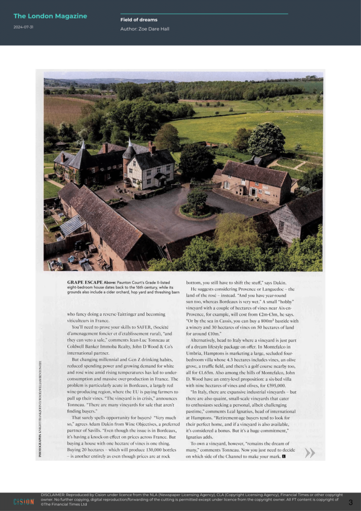 Wine Objectives, Field of dreams